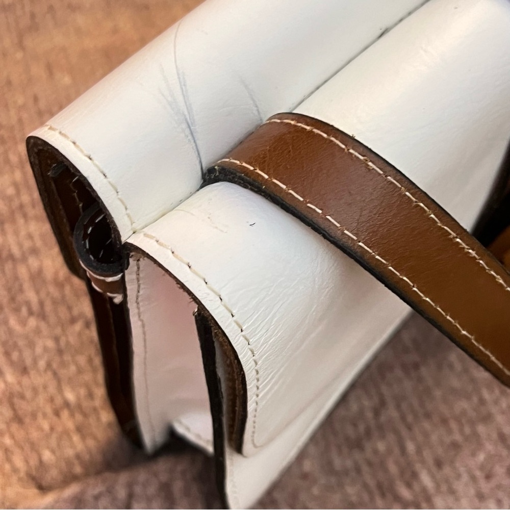 Patricia Nash TAURIANA White/Tan Leather Crossbody Organizer Purse - Picture 14 of 15